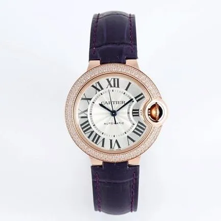 V6 factory Cartiertop-tier watch blue balloon series 33mm automatic movementwhite dial blue belt ladies watch clasp picture