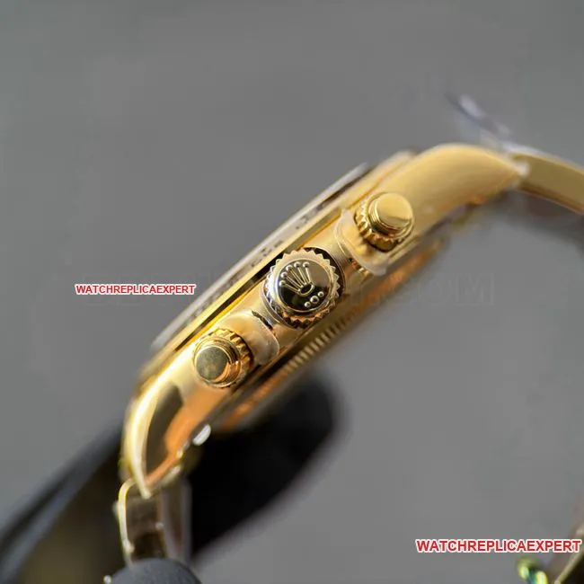 CBD factory collectible watch Rolex Daytonablack dial gold steel bracelet4131side live photo