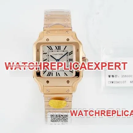 top-tier watch Cartiersilver dial Santos quartz movementyellow goldbraceletfront live photo