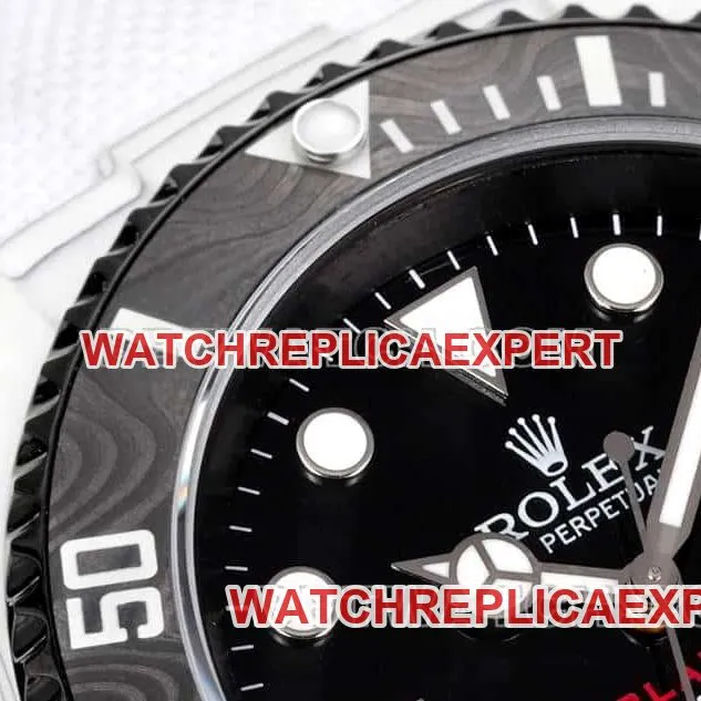 PPM factory Rolex Submariner top-tier replicablack dial carbon fiber 3135 white leather strap model front live photo