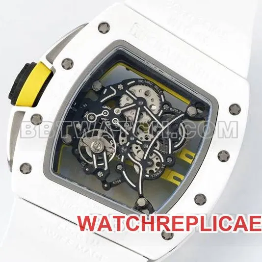 Richard Mille's collectible watch R factory hollow dial white rubber model RM061side live photo