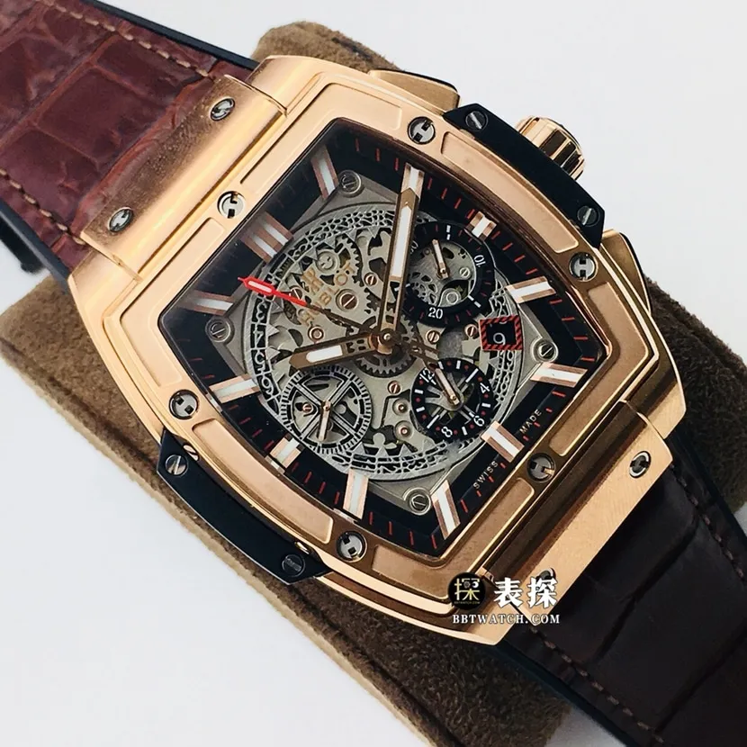 AB Big Bang Hublot1:1replica watch hollow disk leather strap model 641.OX.0183.LR side view