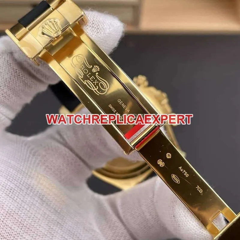 VSRolexDaytonasuper cloneblack dialyellow gold shell rubber style 126518braceletlive photos