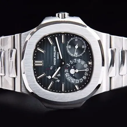GR factory top-tier Patek Philippe5712GR steel king blue dial watch front view