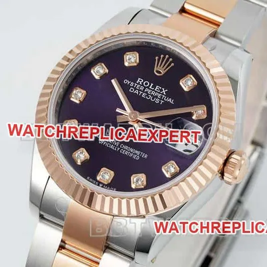 ARF FactoryRolex log 1:1super purple plate 31mm gold three-lattice chain link 278271side live photo