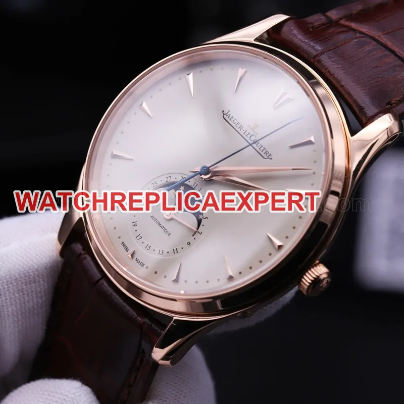 Jaeger-LeCoultre Master Ultra Thin Moon Phase Men's Watch Rose Gold Watch Review - Front View