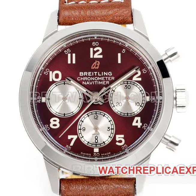 Breitling's collectible watch BLS factory Yueyang red brown plate 41mmchronograph7750movementleather strap model side live photo
