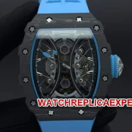 JB factory Richard Milletop-tier watch men's black dial blue rubber strapautomatic movementmovement picture
