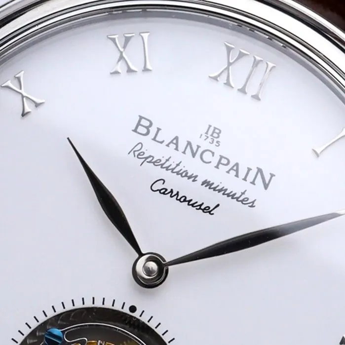 Top-tier watch Blancpain men's white dial Art Master series leather strap watch clasp picture