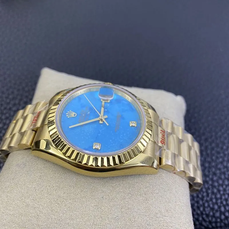 Rolex high-quality watch Day-Date type rare turquoise dial watch front view