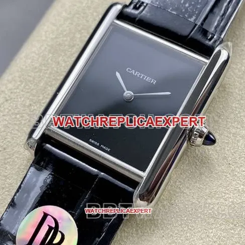 1:1replica watch DR factory Cartier tank black dialquartz black braceletcaseback live photo