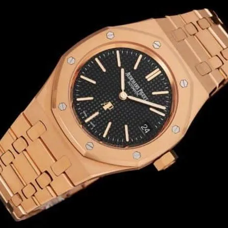 top-tier watch Audemars PiguetRoyal Oak15202rose gold plate black bottom men's watch super two-pin mechanical movement side view