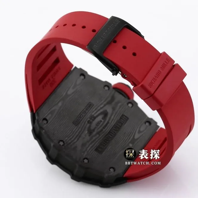 BBR RM 35-01Richard Mille1:1replica watch men's black dial red rubber style side live photo