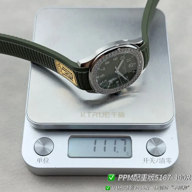 Patek PhilippePPM factory top-tier watch Aquanautgreen dialdiamond bezel5167side live photo