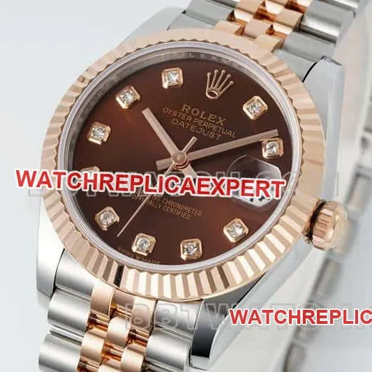 ARF FactoryRolex log 1:1top-tier brown plate 31mm gold five-lattice chain link 278271side live photo