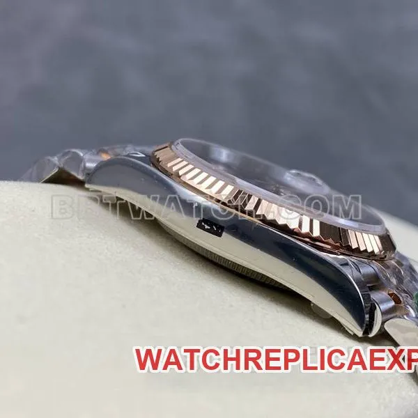 Rolex1:1replica watch ARF FactoryDatejust gray plate 36mm rose goldsteel bracelet front live photo