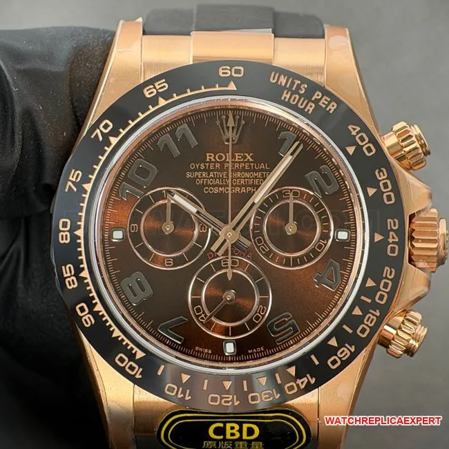 collectible watch CBD factory DaytonaRolexrose gold shell chocolate disc 4130front live photo