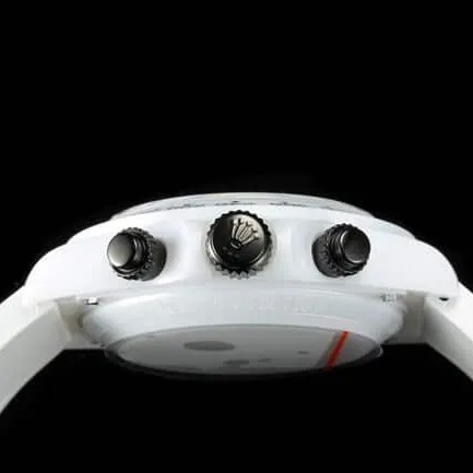 TW factory top-tier replicaRolex watch Daytona series fully automatic movement black dial white rubber strap side view