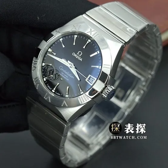 VS Constellation Omega1:1replica watch black dialsteel bracelet model 123.10.38.21.01.001side live photo
