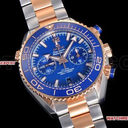 collectible watch N1 factory OmegaSeamaster 600m blue dial gold steel bracelet live photo