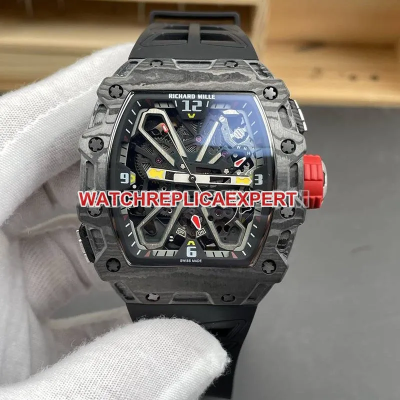Richard Mille collectible watch carbon fiber case tourbillon mechanical rubber model RM35-03braceletlive photos
