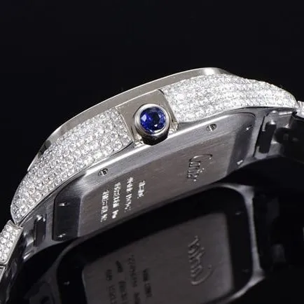 Cartiertop-tier men's white dialsteel bracelet Santos series full automatic movement watch side view