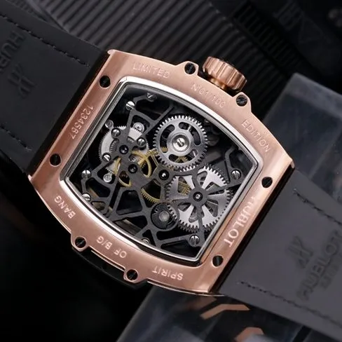 Hublottop-tier watch men's black dial black belt MASTERPIECE series tourbillon mechanical leather strap watch clasp picture