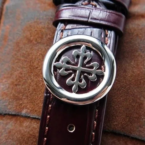 GS factory top-tier watch Patek Philippe men's white dial brown belt super complex function timepiece leather strap watch front view