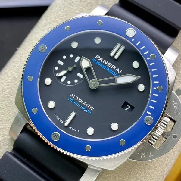Paneraitop-tier watch Little Blue Ghost PAM1209 series men's mechanical deep blue watch clasp picture