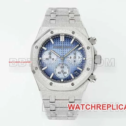 APS factory Audemars PiguetRoyal Oaktop-tier 1:1high-quality smoked blue dialchronograph frost gold 26240caseback live photo