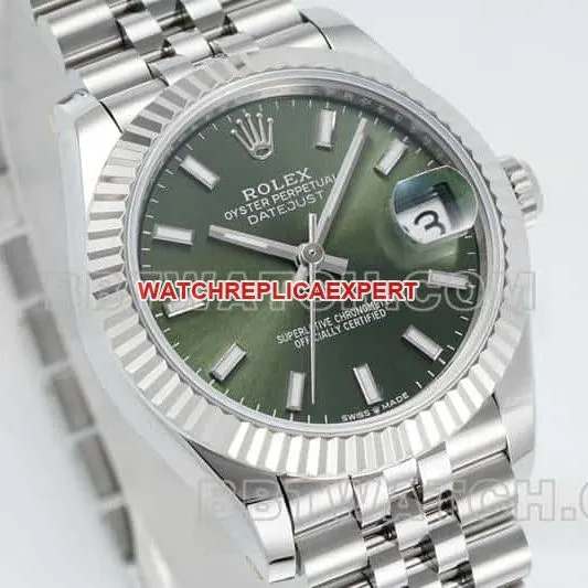 ARF FactoryRolex log 1:1top-tier replicagreen dial stick hour markers 31mm five-grid link 278274side live photo