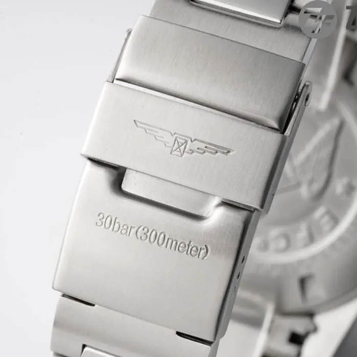 top-tier watch Longines men's green dial Concas series mechanical steel bracelet watch side view