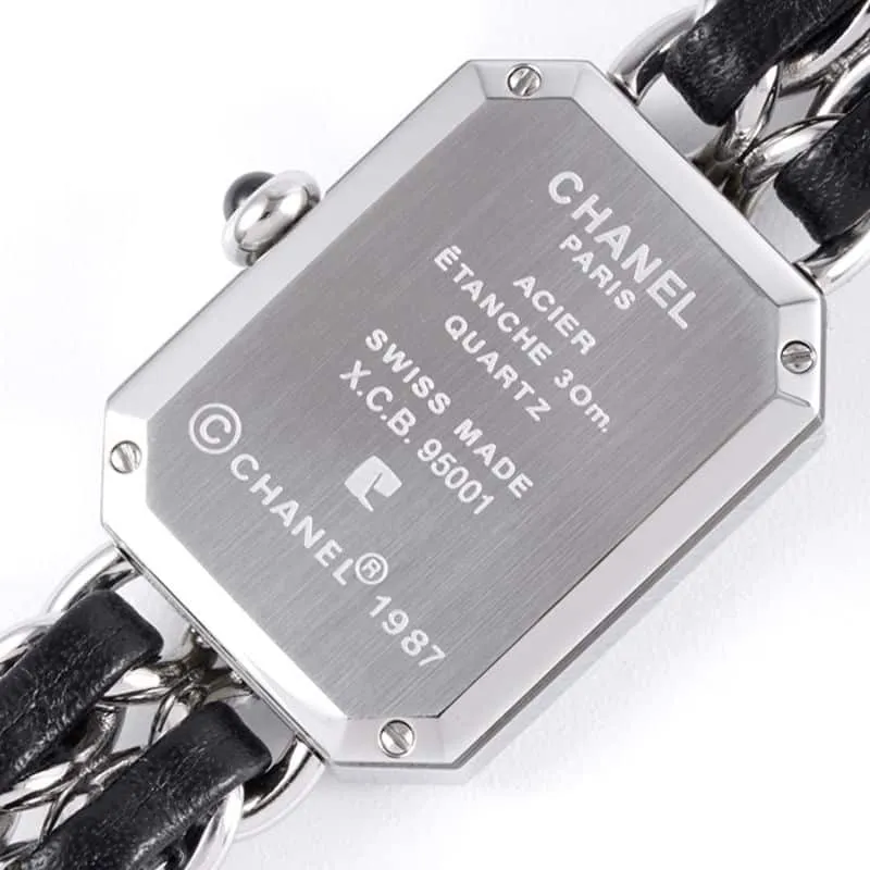 Chanelladies' watchtop-tierhigh-quality replicaPremiere series quartz watch white steel black dial front view