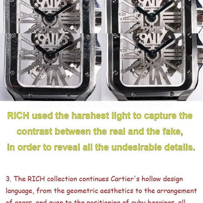 RF factory Cartier hollow Santos top-tier watch comparison Genuine difference