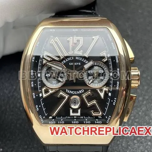 watch Frank Muller ABF factory V45black dial gold case leather braceletcaseback live photo