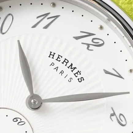 top-tier Hermès women's white dial green strap classic series quartz watch detail shots