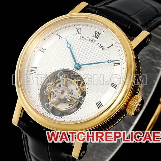 Breguet top-tier watch RMS factory classic silver white dialtourbillonyellow gold mechanical leather strap model braceletlive photos