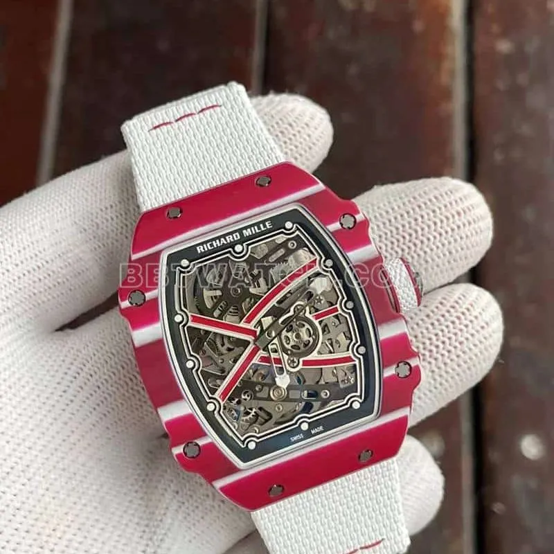 Richard Mille men's top-tier 1:1high-quality hollow plate white RM67-02front live photo