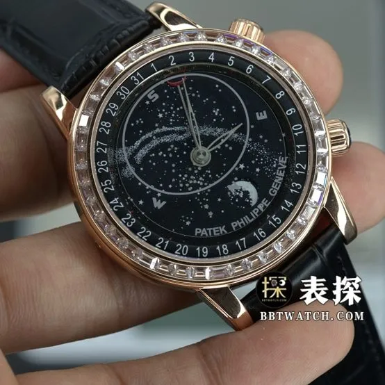 YL factory Patek Philippe super complex function timepiece top-tier 1:1super watch starry sky black dialleather strap model pictures and prices overall live photos