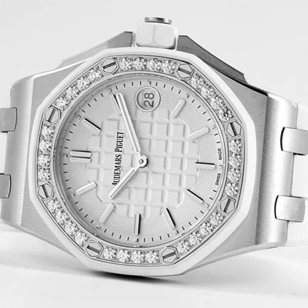 top-tier watch Audemars Piguet women's white dialrubber strapquartzRoyal Oak off series 37mm watch clasp picture