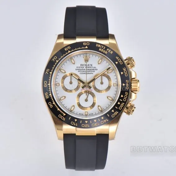 C Factory RolexDaytona1:1super clonewhite dialyellow gold rubber model m116518ln-0041clasplive photos