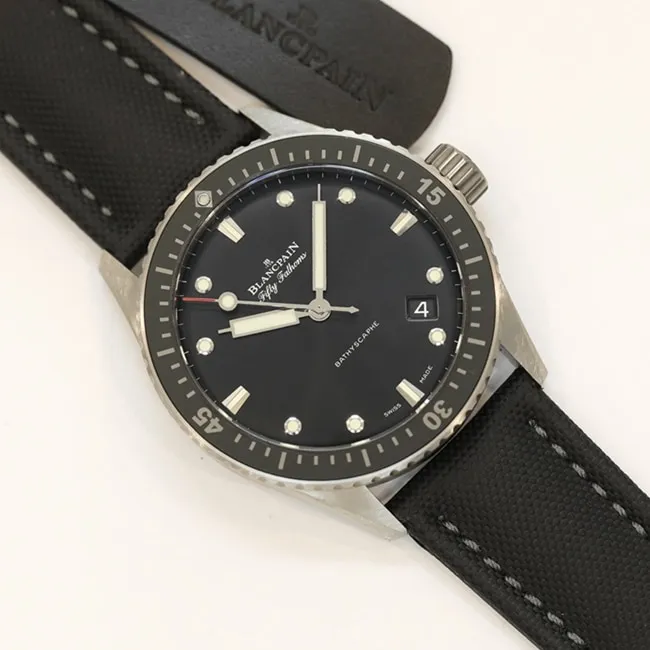 GF Factorytop-tier watch Blancpain fifty fathom series men's black dial black belt automatic movement watch clasp picture