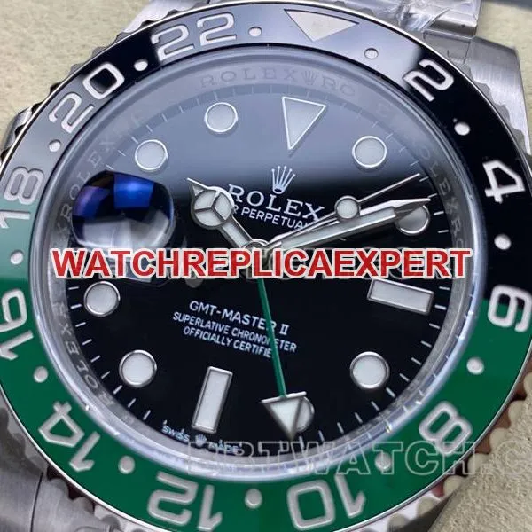 Rolex collectible watch ARF FactoryGMT-MasterGMT green and black circle 3285 three grid link caseback live photo