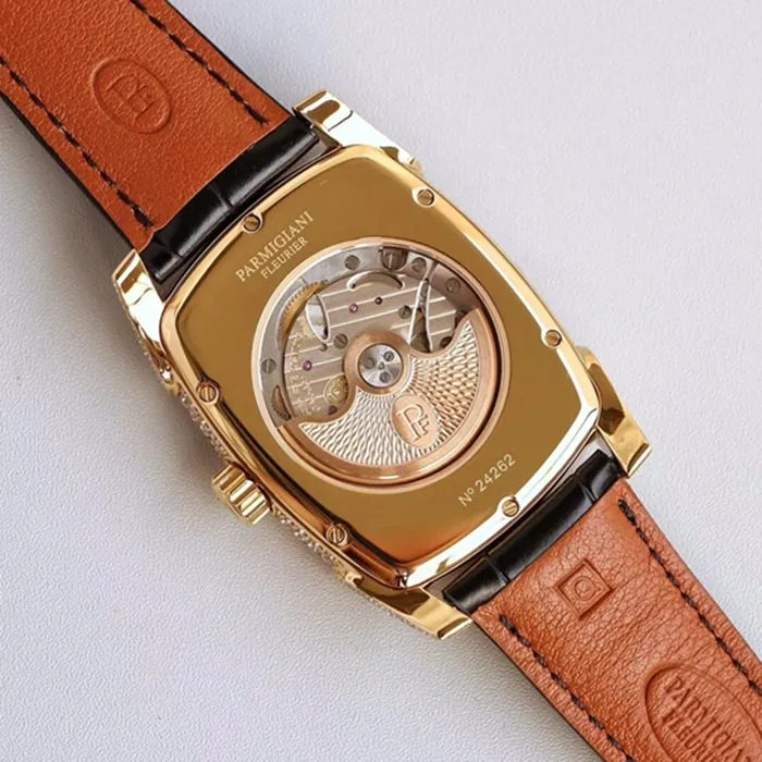 Top-tier watch Parmigiani Fleurier men's gold plate KALPA series fully automatic movementleather strap watch side view