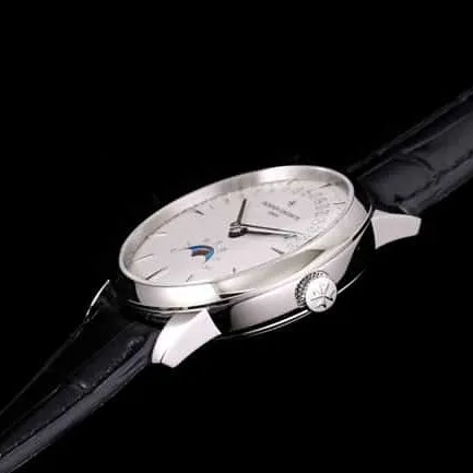 top-tier replicaVacheron Constantin men's white dial black belt heritage series fully automatic movementleather strap watch clasp picture
