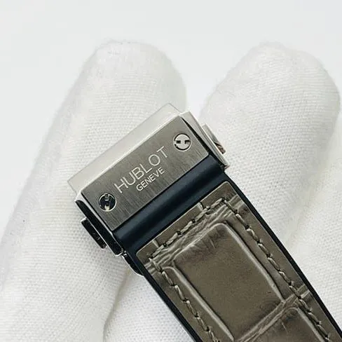watch Hublot watch Big Bang Sang Bleu series men's black dial green strap watch clasp picture