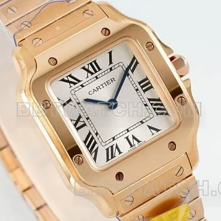 collectible watch Cartiersilver dial Santos quartz movementrose goldbraceletside live photo