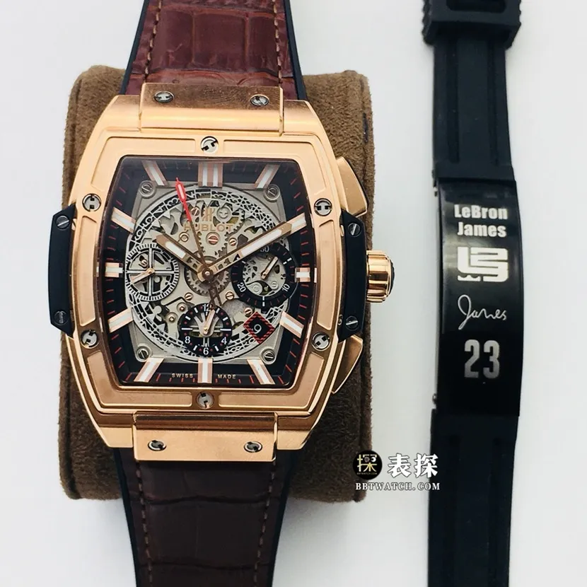 AB Big Bang Hublot1:1replica watch hollow disk leather strap model 641.OX.0183.LR side view