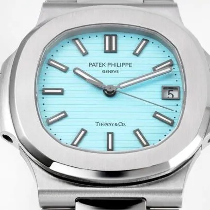top-tier watch Patek Philippe 170th Anniversary Nautilus 5711 white steel blue bottom men's mechanical watch side view