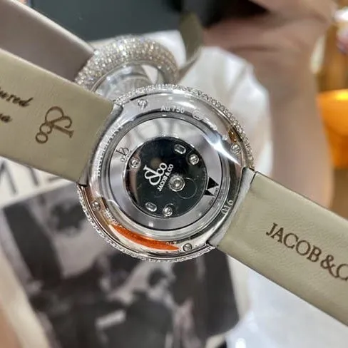 top-tier Jack treasure super clonequartzblack dial gray strap women's watch side view